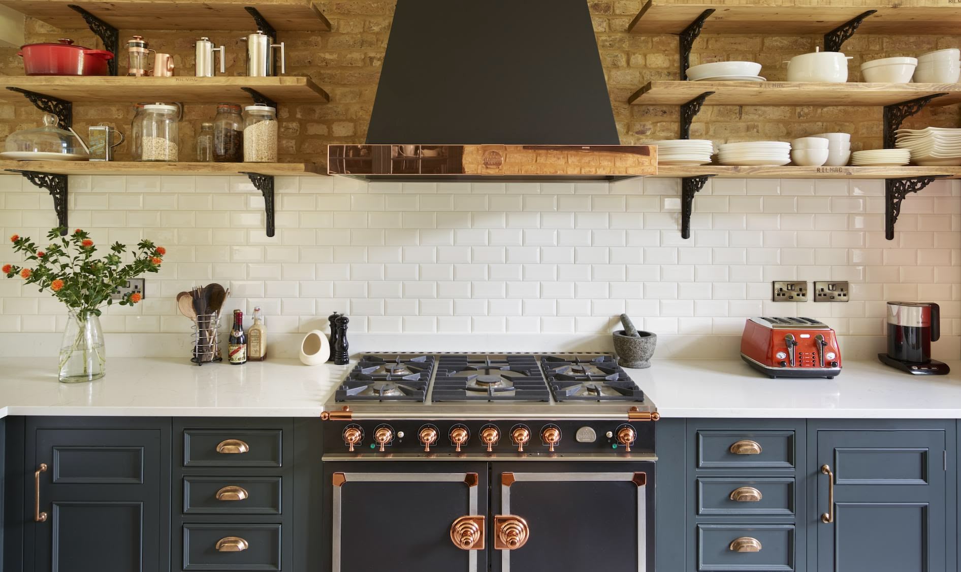 Original kitchen design with copper accents