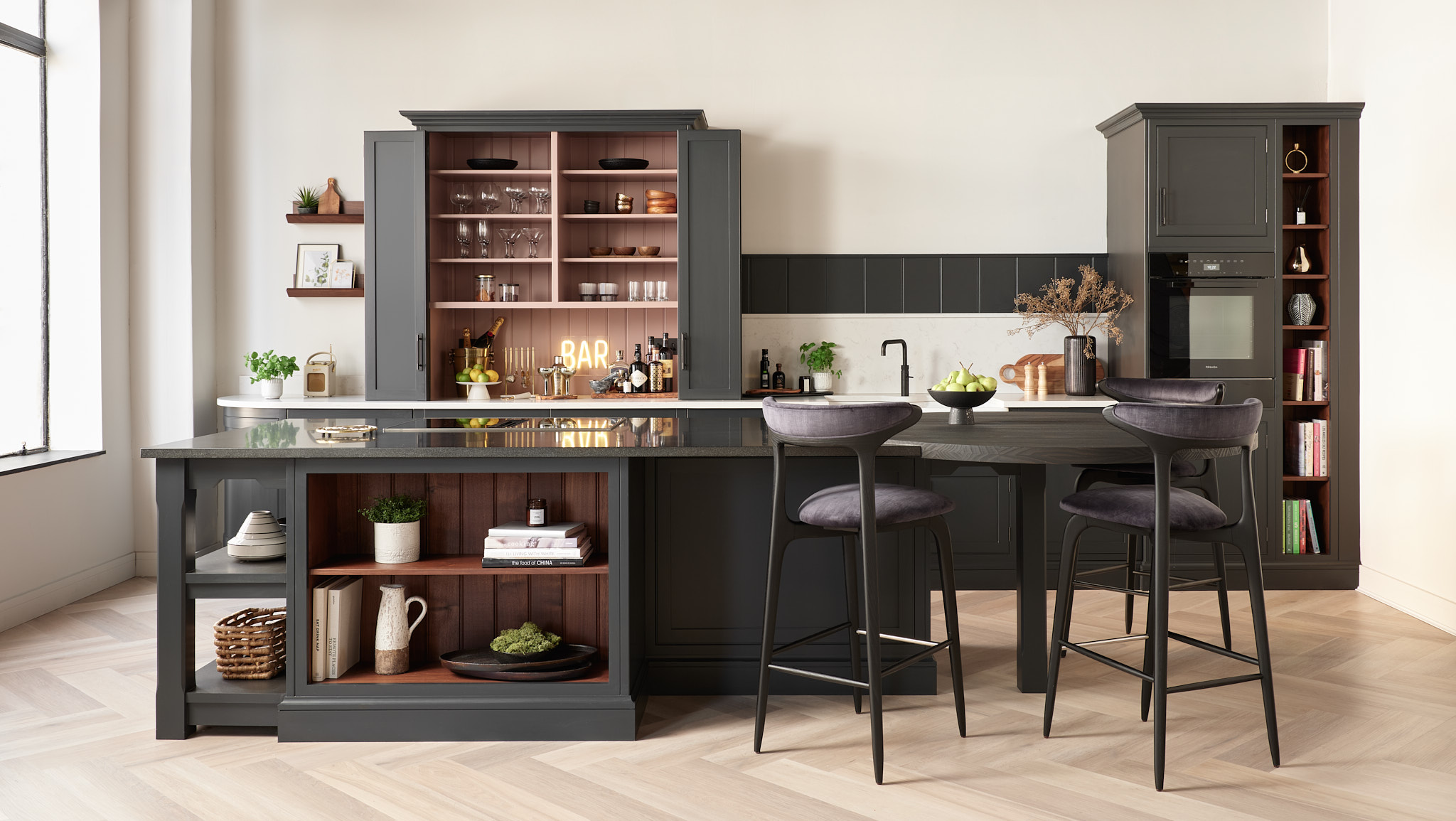 glamourous black-on-black Arbor kitchen for leading interiors brand, Lee Longlands
