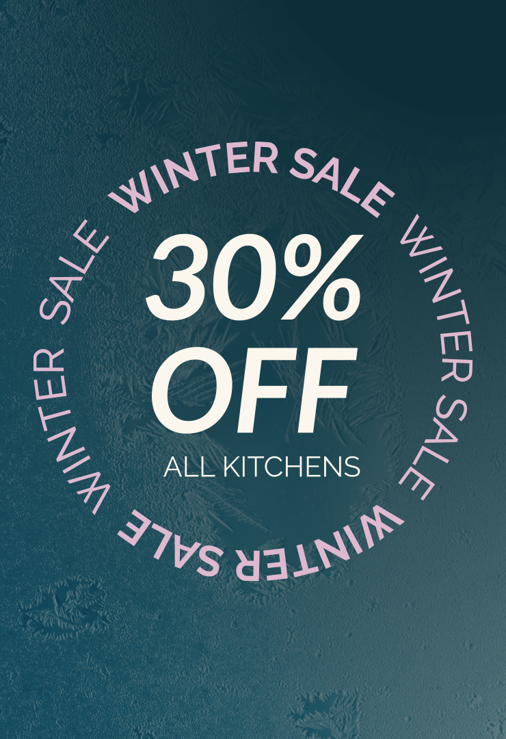 30% off winter sale white text on blue background