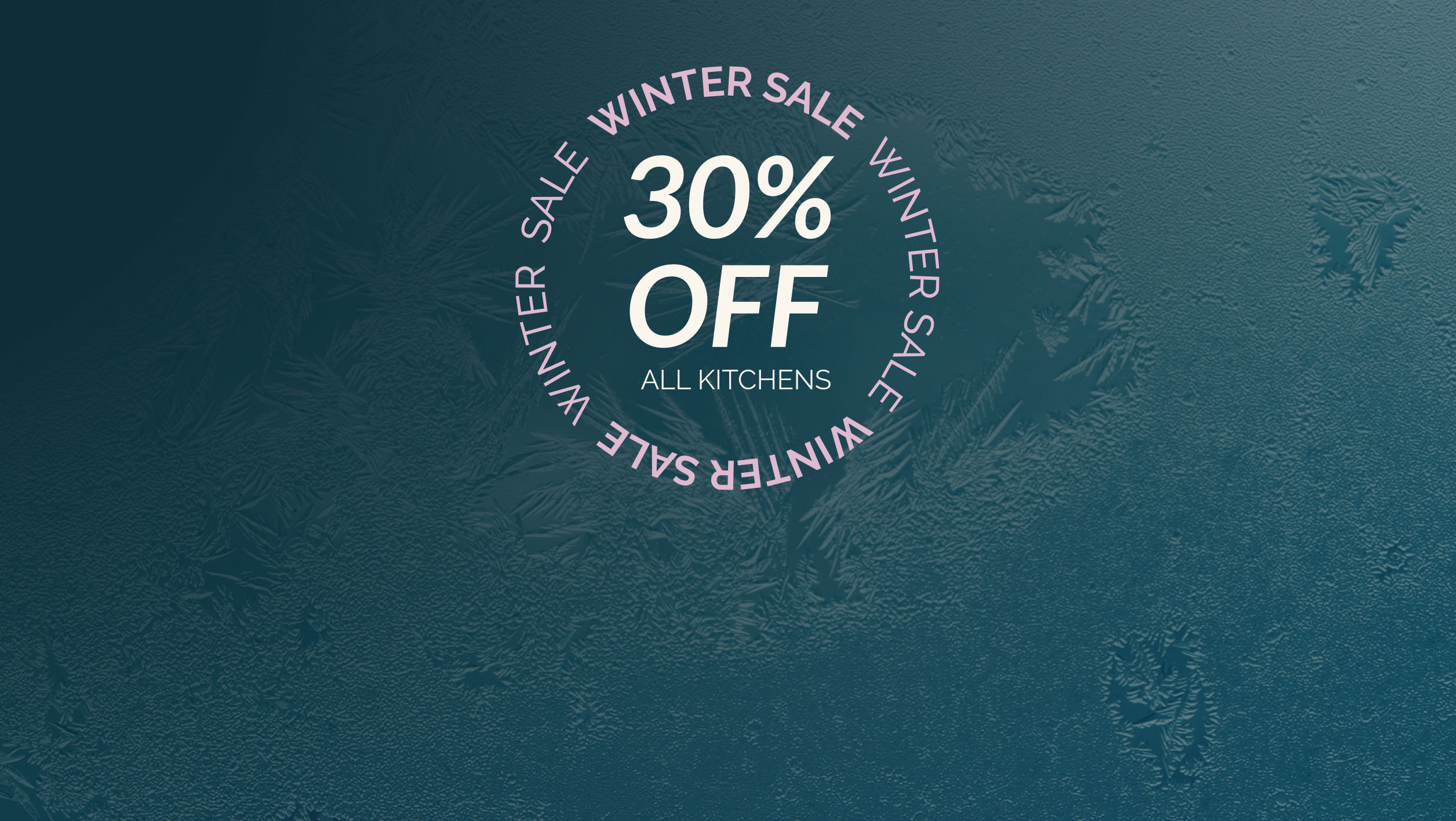 harvey jones winter sale banner with white text and blue background