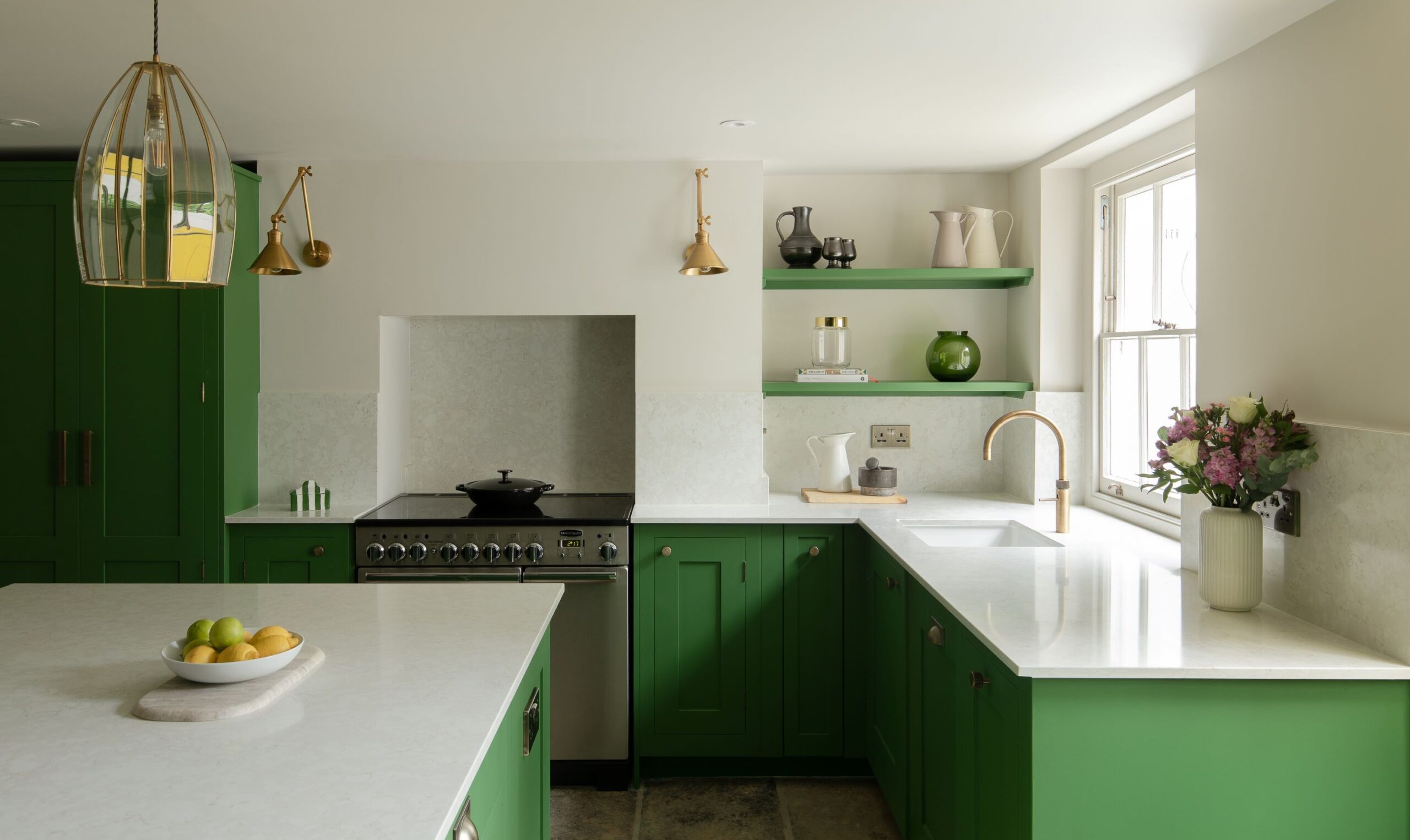 Kitchen trends 2025 featuring a Harvey Jones green kitchen